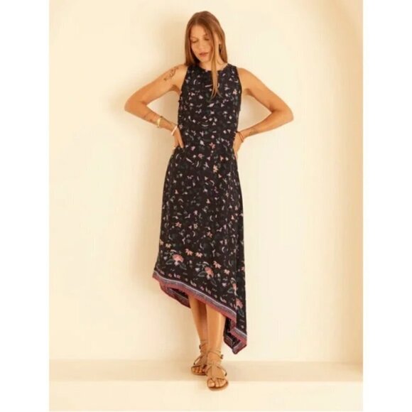 💕NATALIE MARTIN💕 Ashley Asymmetrical Midi Dress ~ Teal Pomegranite Print Small - Picture 12 of 13